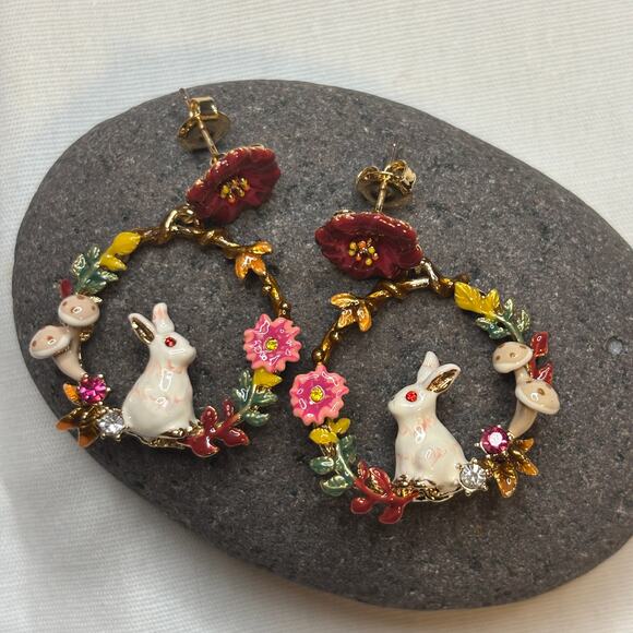 Les Nereides Enchanted Encounters Rabbit Earrings Cottage Boho French Dainty - Picture 5 of 9